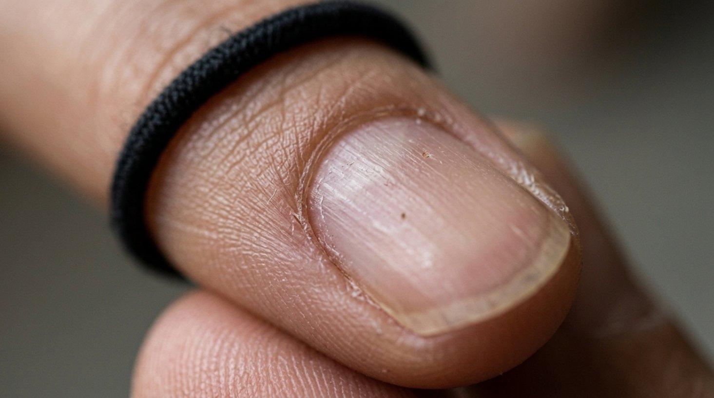 Macro detail of hand and hair tie