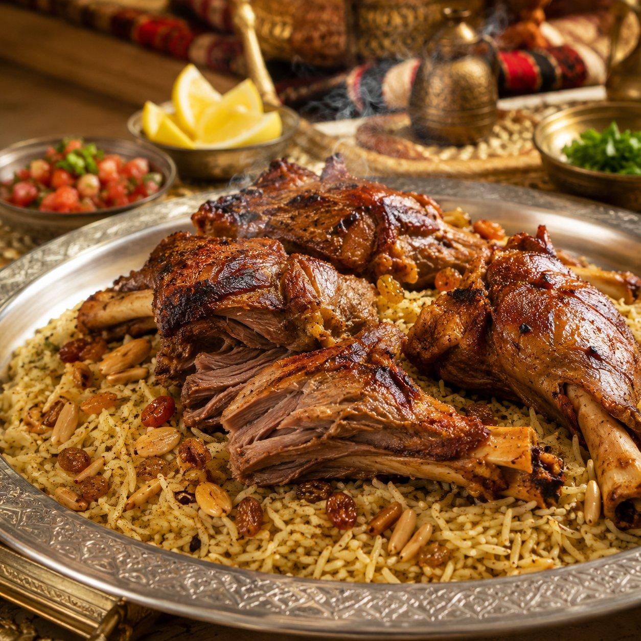 Traditional lamb mandi platter