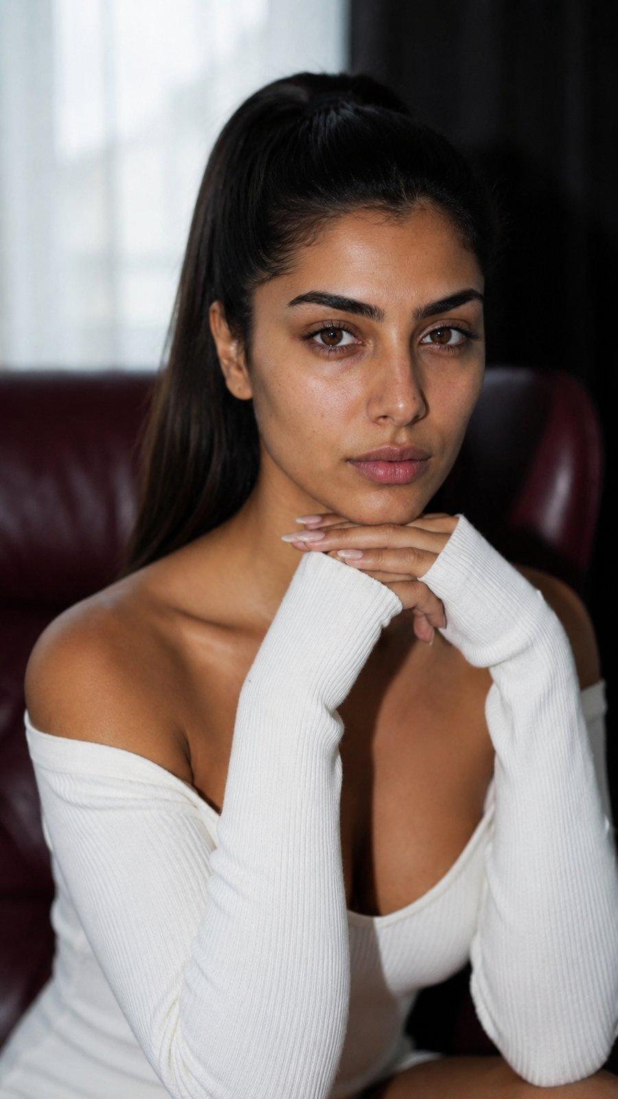 Same model, natural makeup look