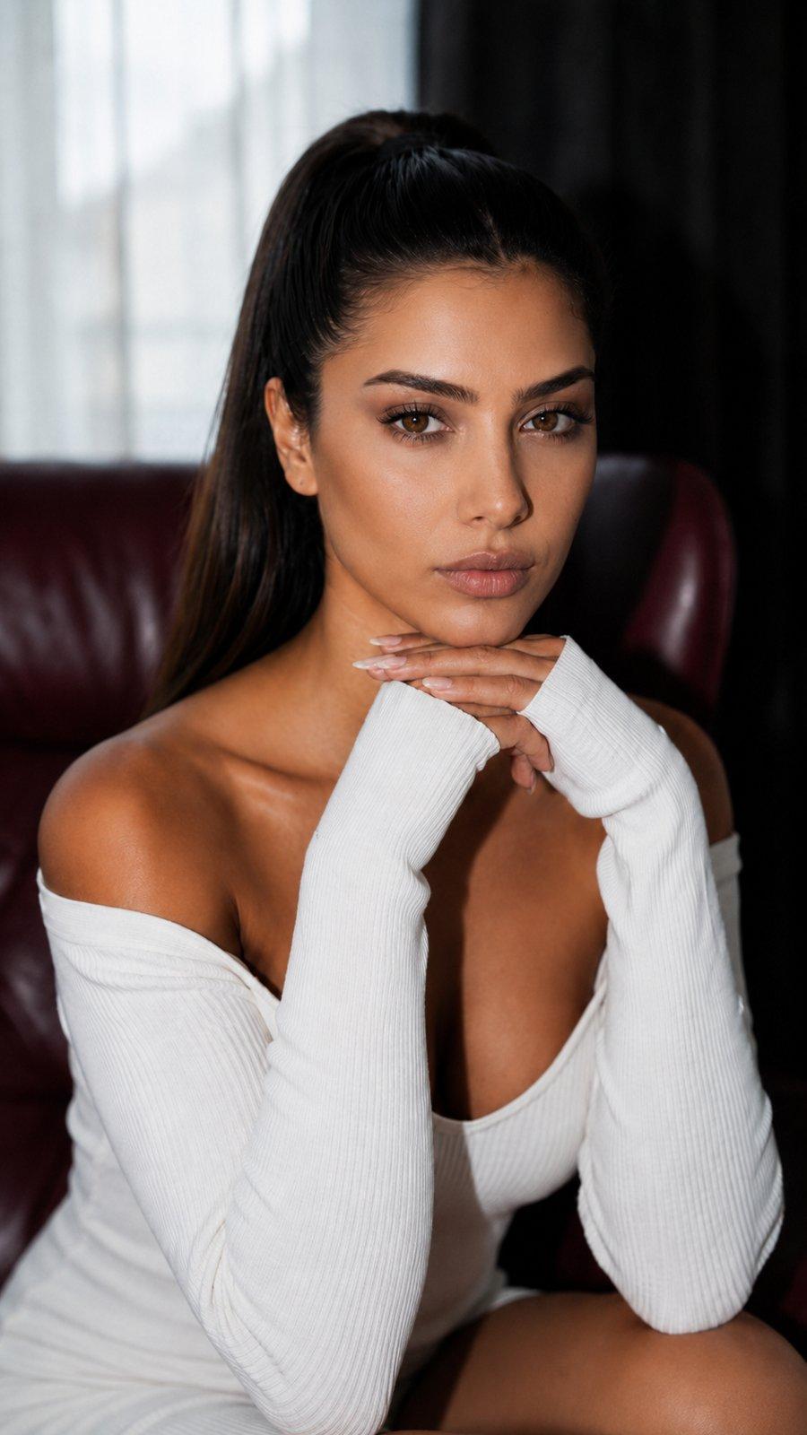 Same model, soft glam makeup